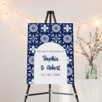 Mexican Talavera Tiles Blue Wedding Welcome Sign