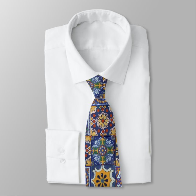 Mexican Talavera Tiles Neck Tie (Tied)
