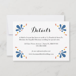 Mexican Talavera Wedding Details Card