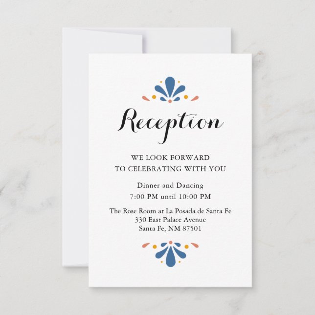 Mexican Talavera Wedding Reception Card (Front)