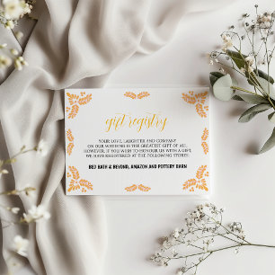 Mexican Talavera Yellow Floral Minimalist Wedding Enclosure Card
