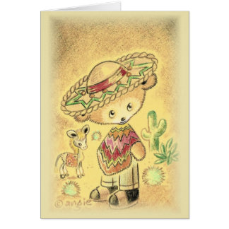 Mexican Teddy Bear In Sombrero Cards
