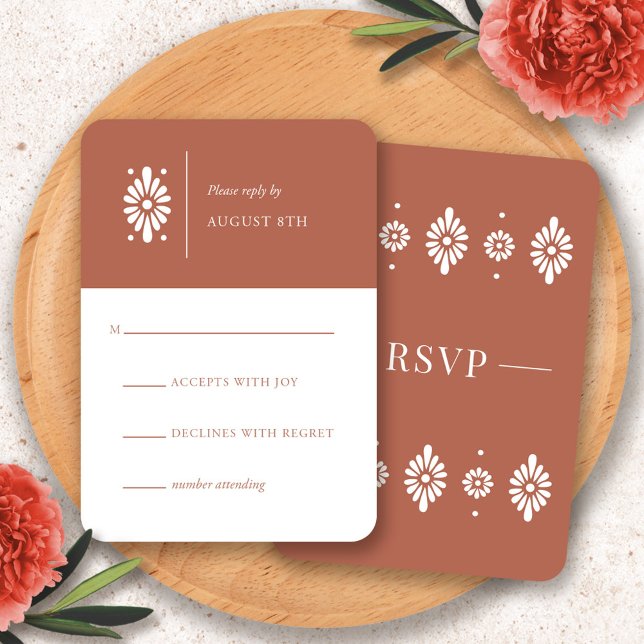 Mexican Terra Cotta RSVP Card (Mexican Terra Cotta RSVP Card by Fiesta Valley Print)