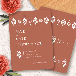 Mexican Terra Cotta Save The Dates Invitation