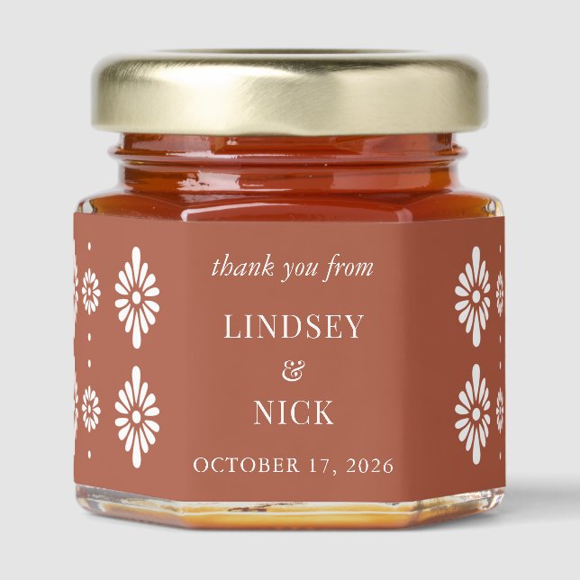 Mexican Terra Cotta Wedding Honey Jar Favors (Front)