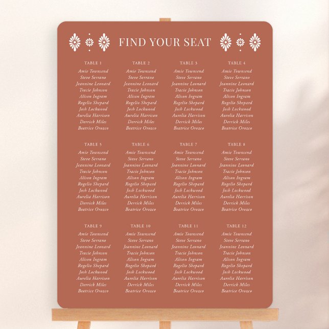 Mexican Terra Cotta Wedding Seating Chart Foam Board (Mexican Terra Cotta Wedding Seating Chart)