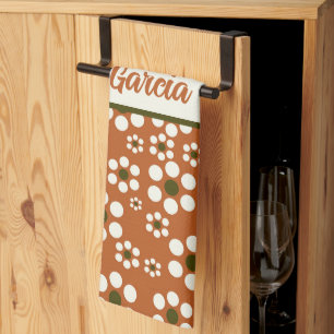 Mexican terracotta floral flowers kitchen towel