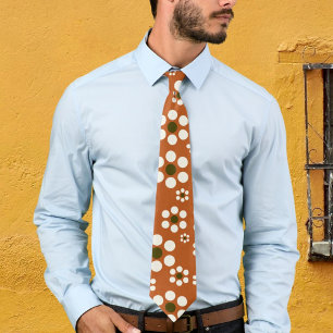 Mexican terracotta floral flowers neck tie