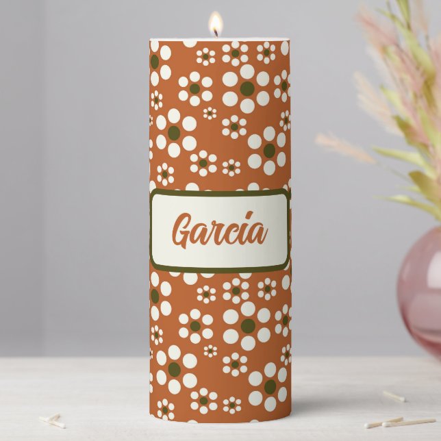 Mexican terracotta floral flowers pillar candle (In Situ)
