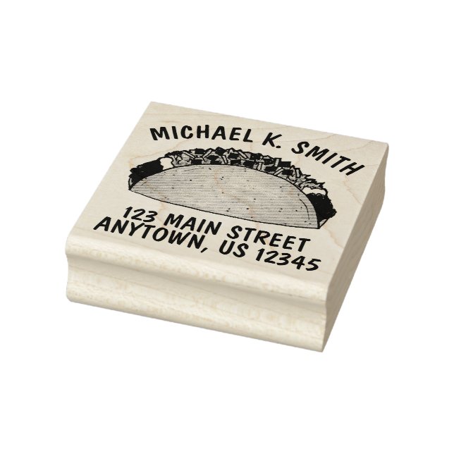Mexican Tex Mex Corn Taco Personalized Address Rubber Stamp (Stamp)