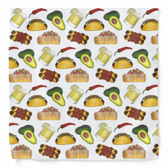 Mexican Tex Mex Food Taco Enchilada Chimichanga Bandana (Front)