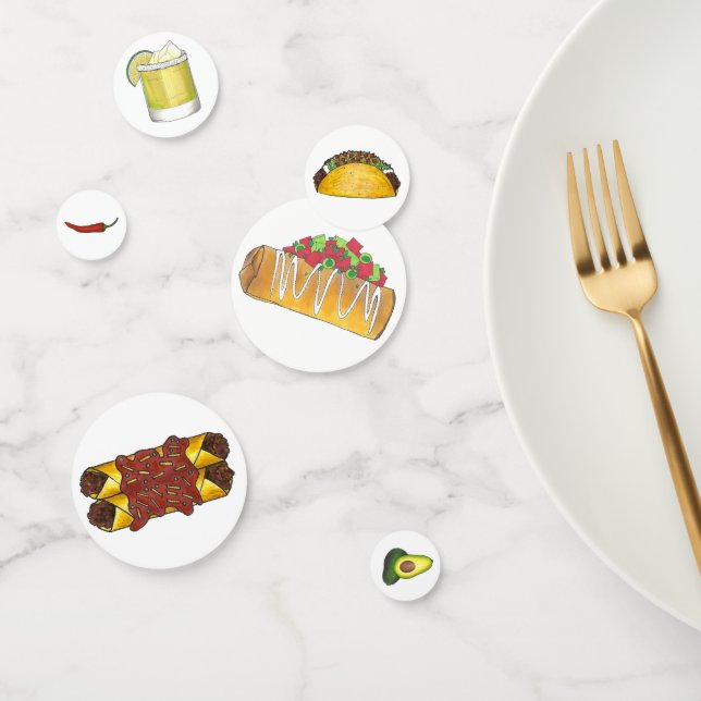 Mexican Tex Mex Food Taco Enchilada Chimichanga Confetti (Group)