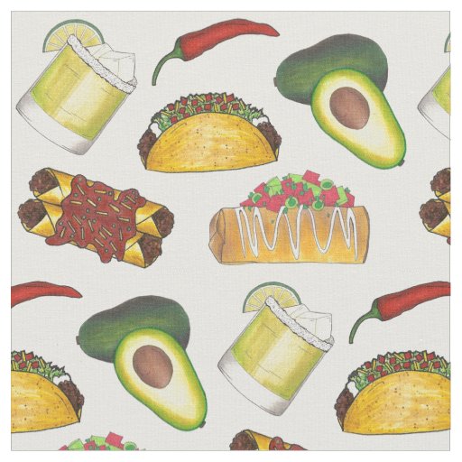 Mexican Tex Mex Food Taco Enchilada Chimichanga Fabric