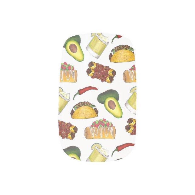 Mexican Tex Mex Food Taco Enchilada Chimichanga Minx Nail Wraps (Left Thumb)