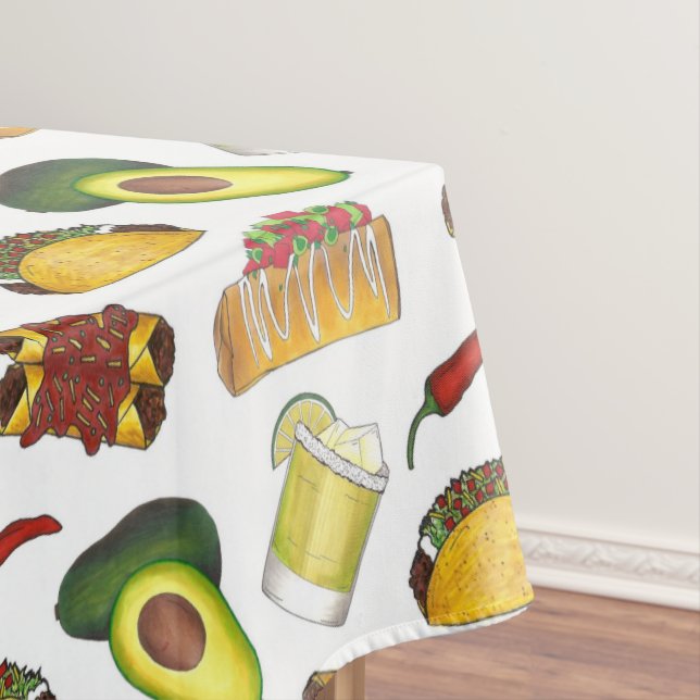 Mexican Tex Mex Food Taco Enchilada Chimichanga Tablecloth (In Situ)