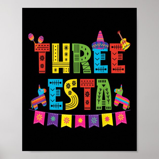 Mexican Theme 3rd Birthday 3 Year Old Kids Three E Poster (Front)