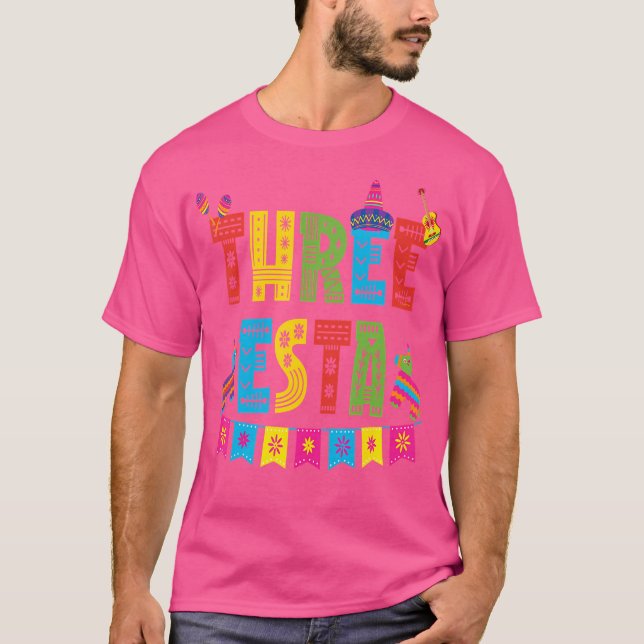 Mexican Theme 3Rd Birthday 3 Year Old Three Esta B T-Shirt (Front)