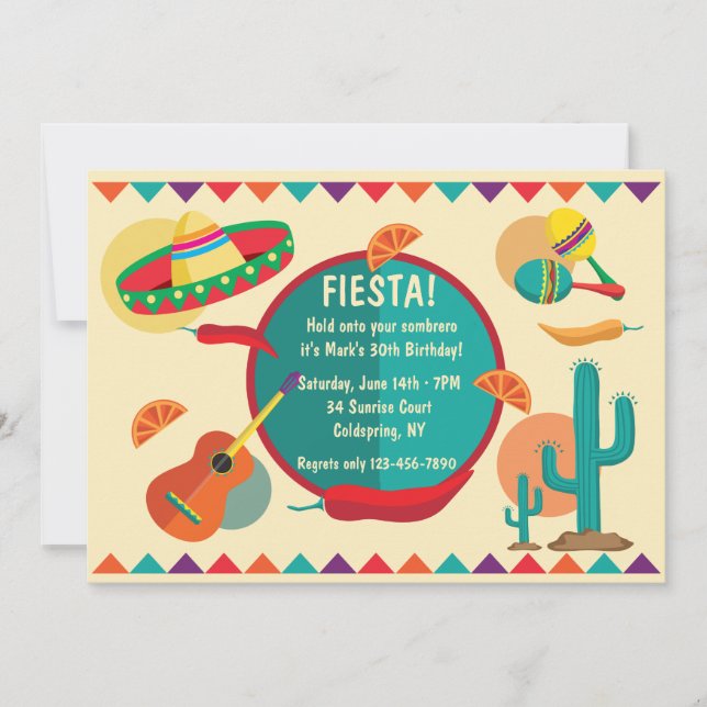 Mexican Theme Birthday Party Invitation (Front)