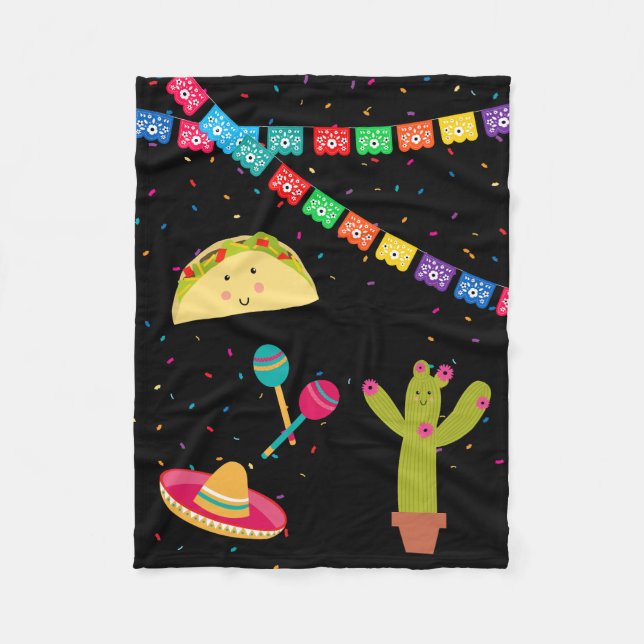Mexican Theme Cute Colorful Summer Party  Fleece Blanket (Front)