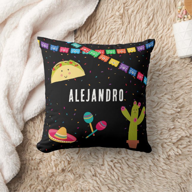 Mexican Theme Cute Colorful Summer Party  Throw Pillow (Blanket)