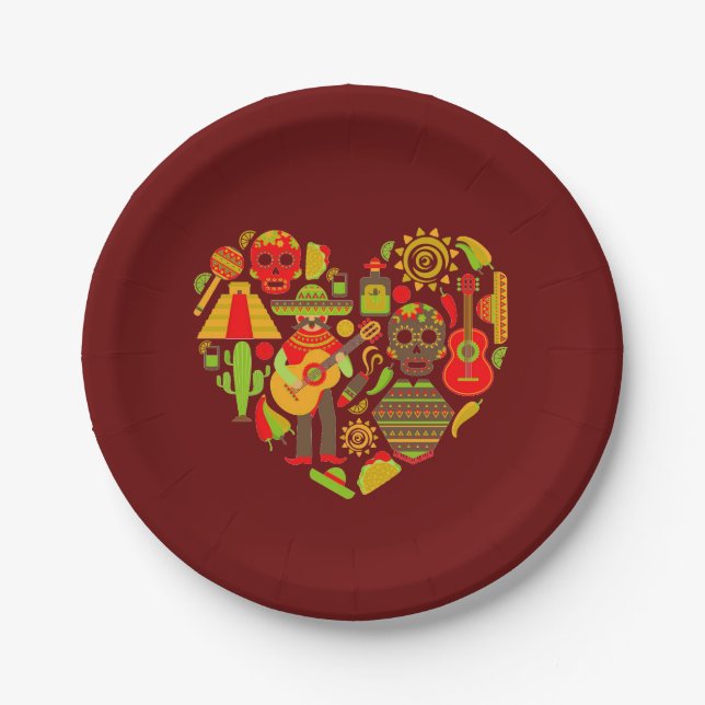 Mexican theme dinner party paper plates (Front)