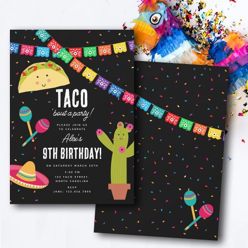 Mexican Theme Fiesta _ Taco Bout a Party Birthday  Invitation