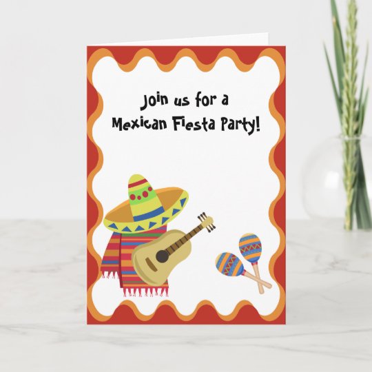 Mexican Theme Note Card Party Birthday Invitation