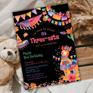 Mexican Three-Esta Fiesta Kids 3rd Birthday Invitation
