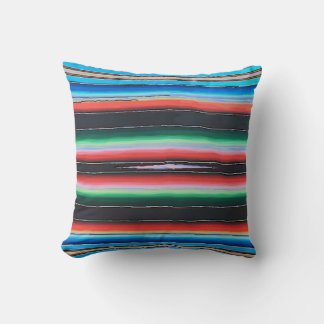 Mexican Tile Blue Lines Throw Pillow