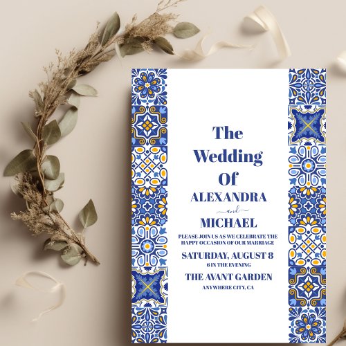 Mexican Tile Floral Wedding Invitation