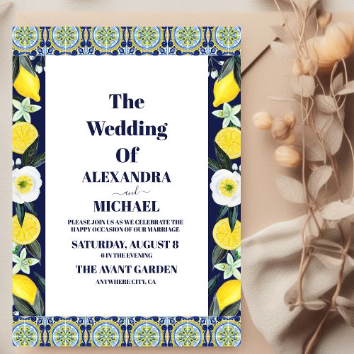 Mexican Tile Floral Wedding Invitation