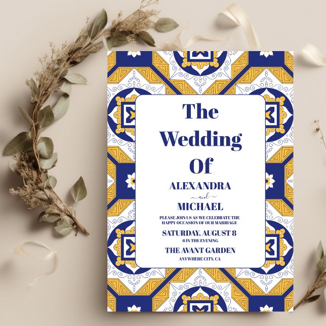 Mexican Tile Floral Wedding Invitation (Creator Uploaded)