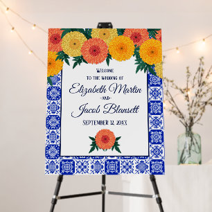 Mexican Tile Marigolds Wedding Foam Board