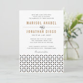 Mexican Tile Neutral Modern Wedding Invitation (Standing Front)