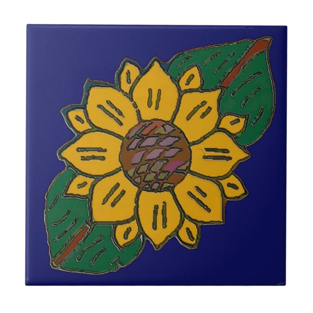Mexican Tile, Sunflower Ceramic Tile (Front)