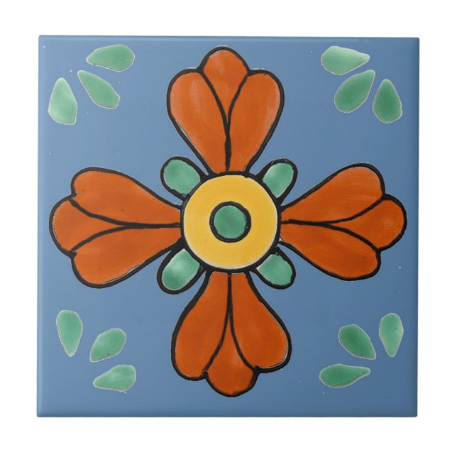 Mexican Tile, Western Flower, Ceramic Tile (Front)