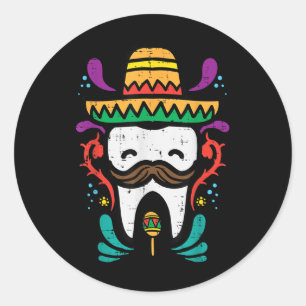 Mexican Tooth Funny Cinco De Mayo Dentist Dental I Classic Round Sticker