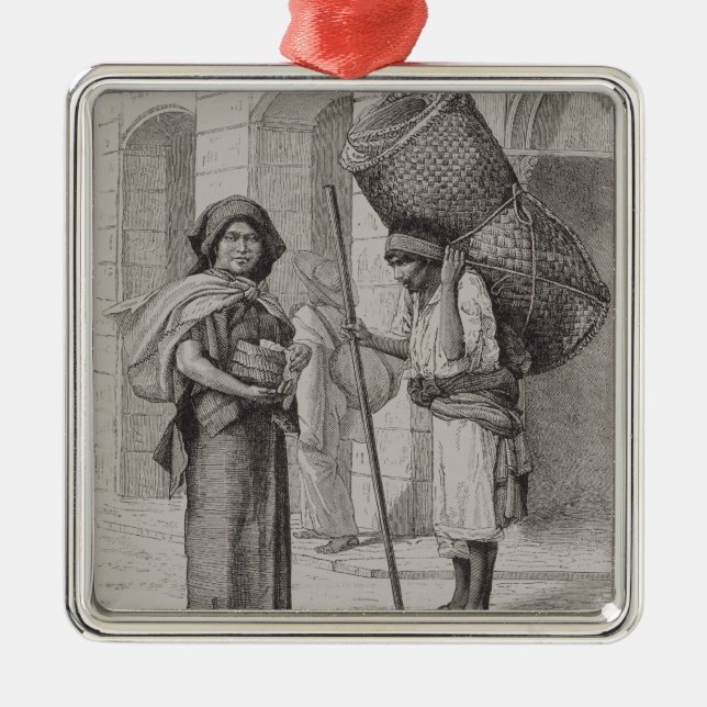 Mexican Tortillera and Straw Mat Seller Metal Ornament (Front)
