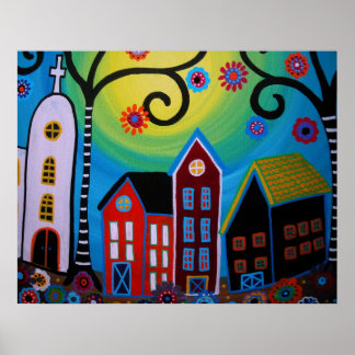MEXICAN TOWN PAINTING POSTER