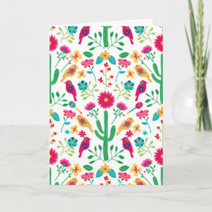 Mexican Traditional Floral Folk Art Bright Colors Card