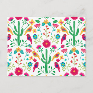 Mexican Traditional Floral Folk Art Bright Colors Holiday Postcard