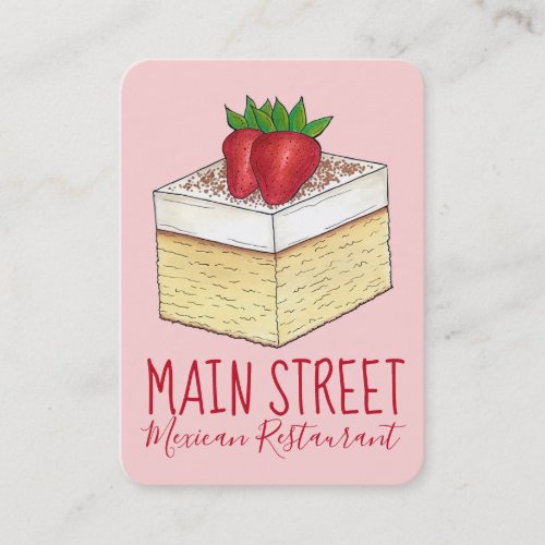 Mexican Tres Leches Cake Chef Dessert Bakery Food Business Card