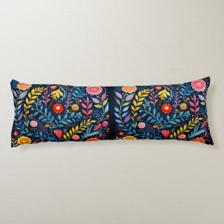 Mexican Tribal blue tapestry floral body pillow. Body Pillow