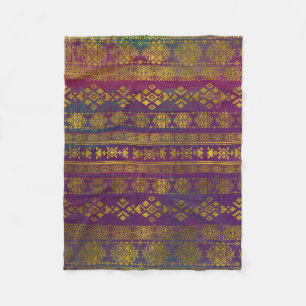 Mexican /Tribal Style pattern - Gold on Vintage pu Fleece Blanket