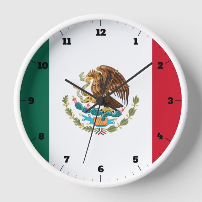 MEXICAN TRICOLOR FLAG CLOCK (Front)