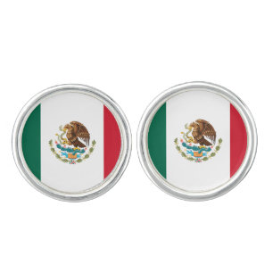 MEXICAN TRICOLOR FLAG GREEN WHITE RED CUFFLINKS