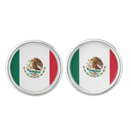 MEXICAN TRICOLOR FLAG GREEN WHITE RED CUFFLINKS