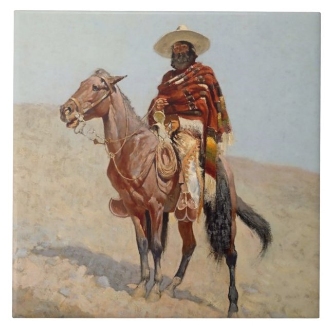“Mexican Vaquero Horseman” by Frederick Remington Ceramic Tile (Front)