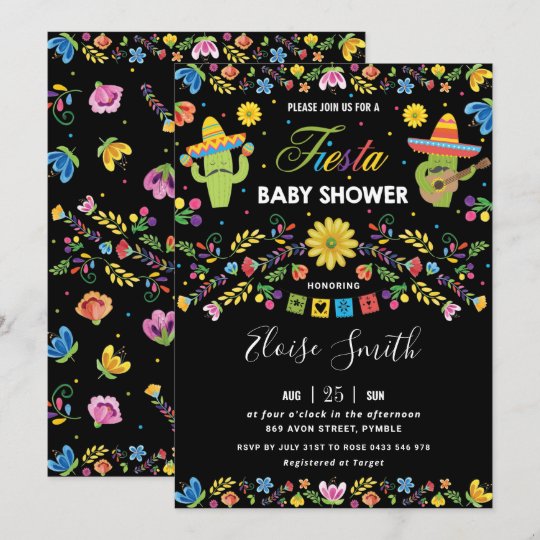 Mexican Vibrant Floral Cactus Fiesta Baby Shower Invitation | Zazzle.com