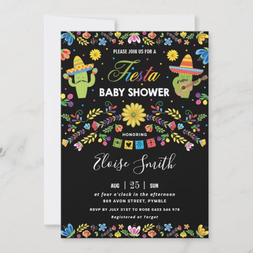 Mexican Vibrant Floral Cactus Fiesta Baby Shower Invitation | Zazzle